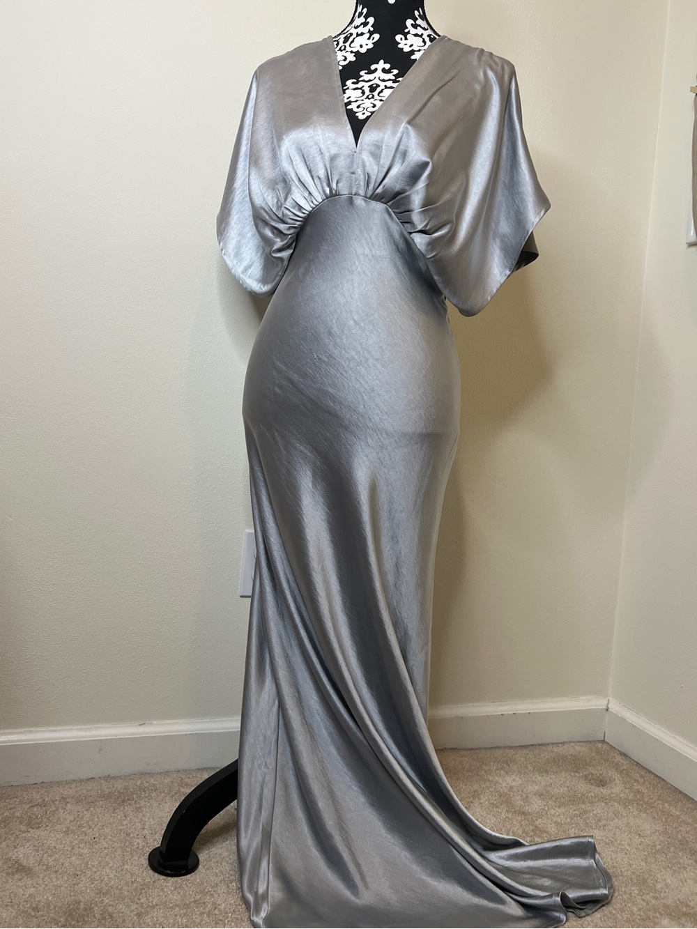 Chic Satin Silver Gown